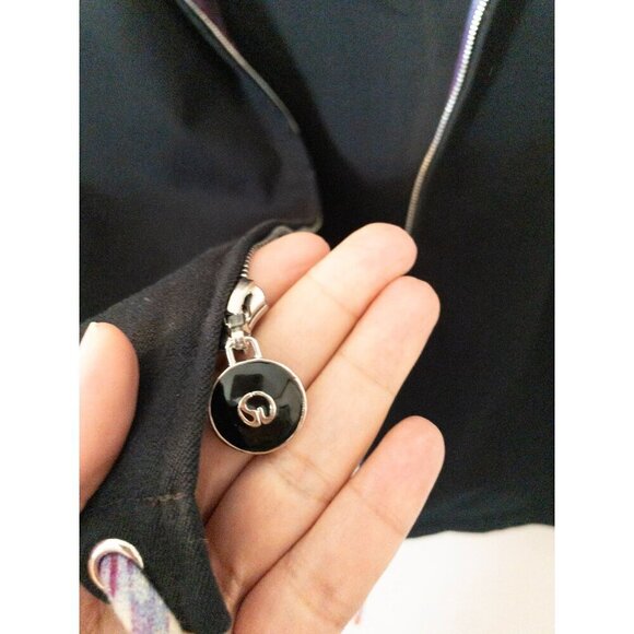 St. John Sport Black Jacket With Vibrant Printed Lining & Adjustable Drawstring - Picture 9 of 15